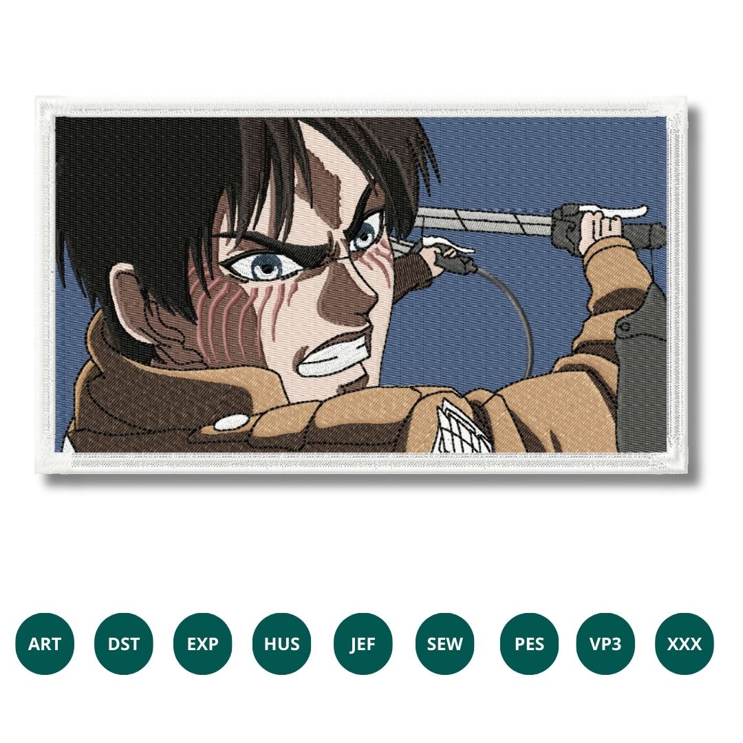 Eren Yeager Embroidery Design – Attack on Titan Intensity