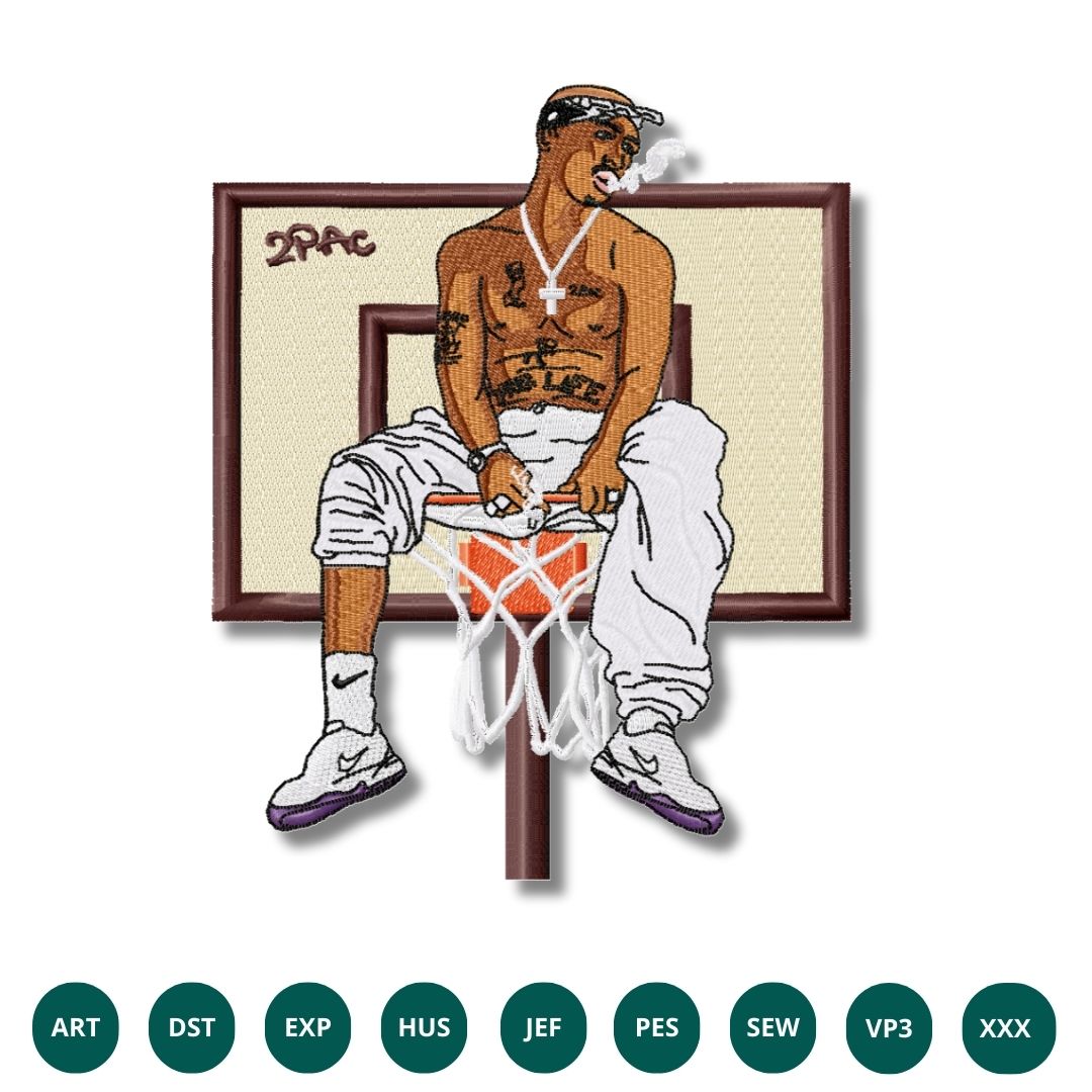 2PAC Embroidery Design – Hip-Hop Legacy in Every Stitch