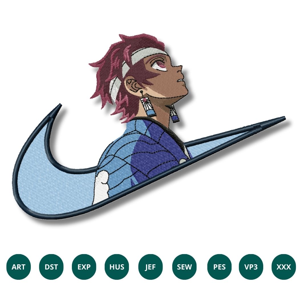 Tanjiro Nike Swoosh Embroidery Design – Demon Slayer Tribute