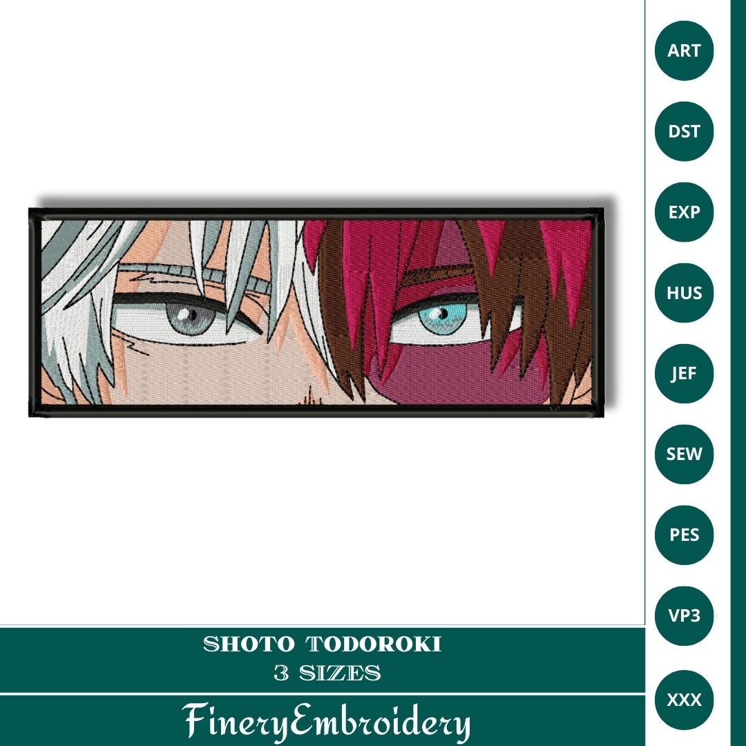 Shoto Todoroki Embroidery Design – Iconic Duality of Fire & Ice