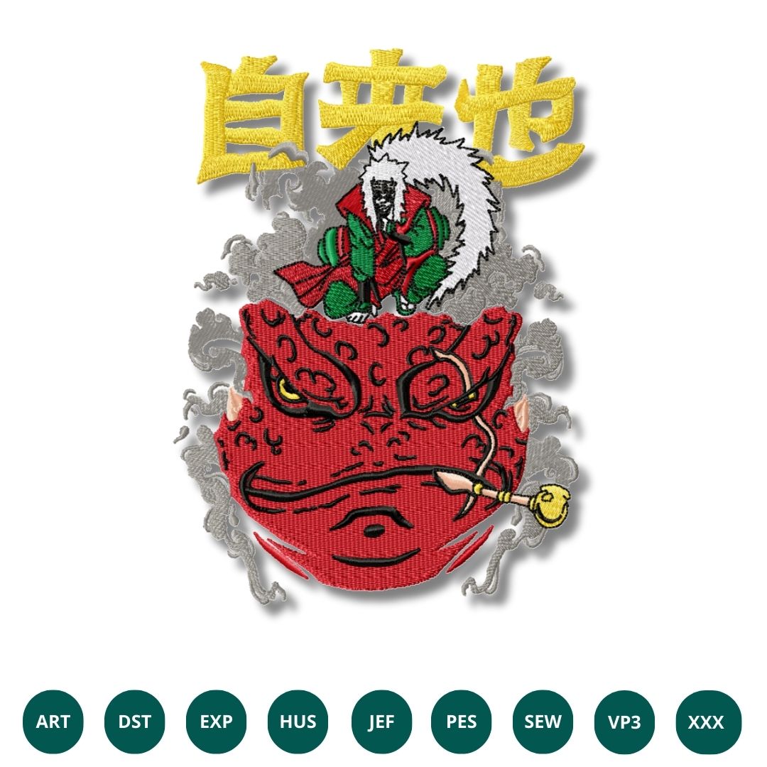 Jiraiya Toad Sage Embroidery Design – Legendary Shinobi & Summoning Mastery